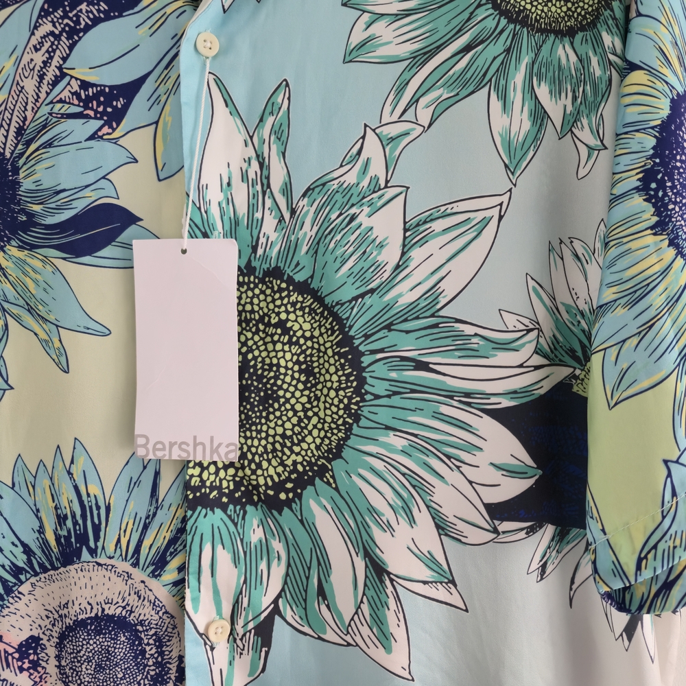 NWT Bershka Men's Floral Print Shirt Size L - Picture 6 of 9